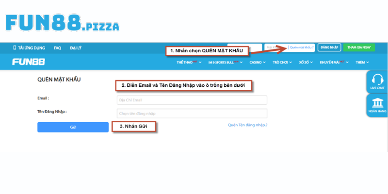 Tình Trạng Và Các Bước Xử Lý Khi Người Chơi Bị Quên Mật Khẩu Tại Fun88 1 Các cách để người chơi có thể lấy lại mật khẩu